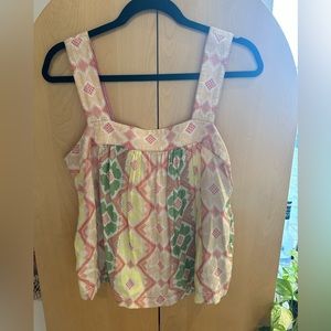Anthropologie patterned square neck tank